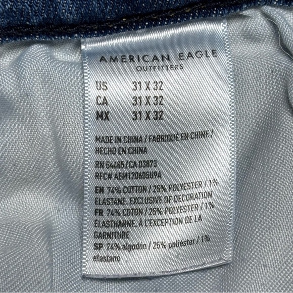 American Eagle Jeans Mens 31 Skinny Airflex Temp Tech Distressed Holes Grunge - Picture 4 of 6